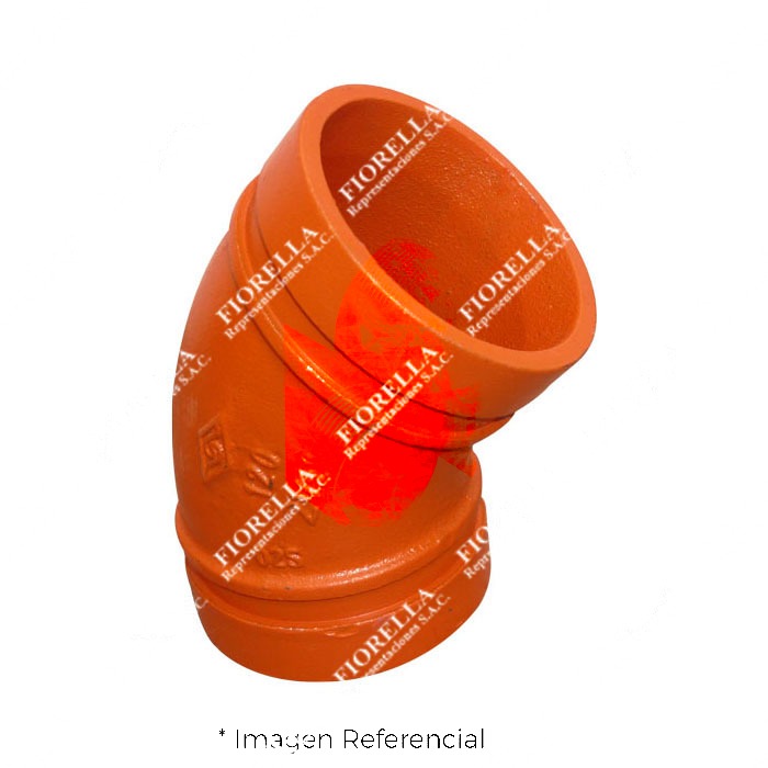 CODO (ELBOW) RANURADO X 45 FIERRO DUCTIL ASTM A536 CERTIFICACION UL/FM MOD. 120 MECH (JINAN MEIDE)