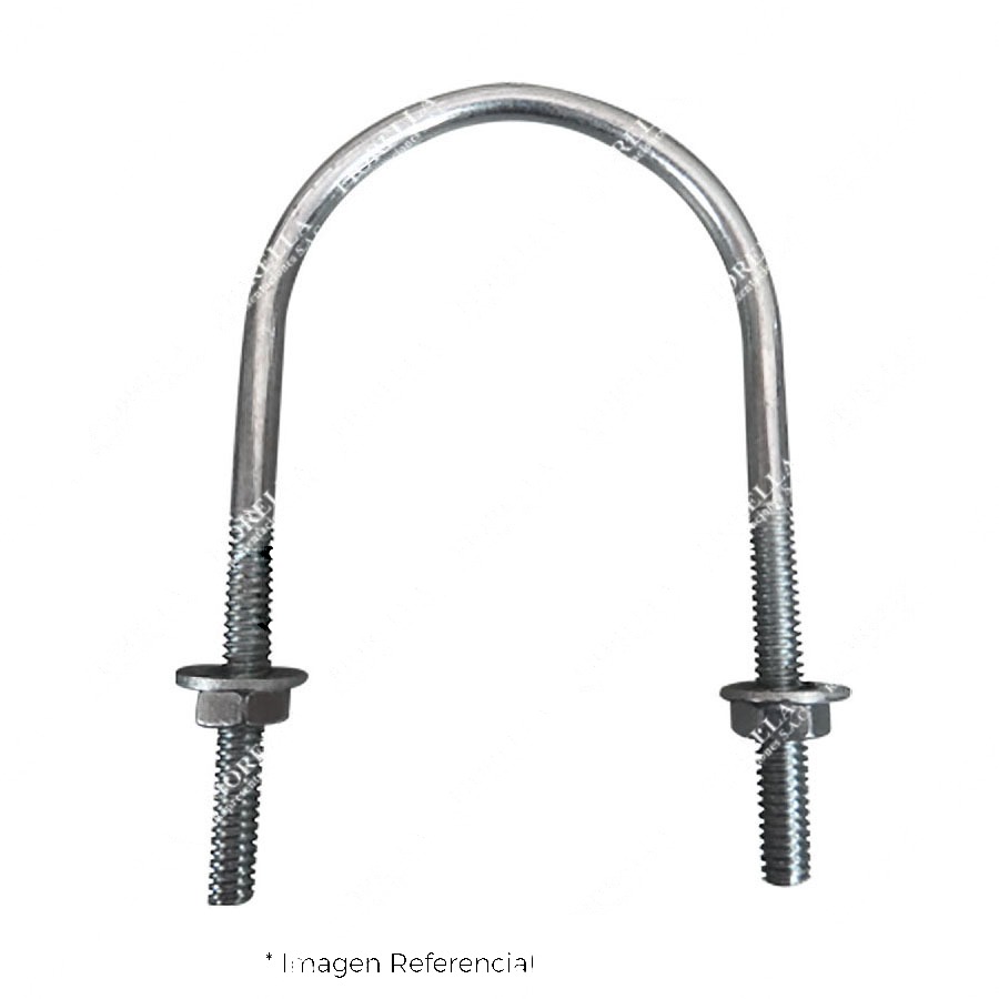 U. BOLT ACERO GALVANIZADO O ZINCADO CON ROSCA EN LOS EXTREMOS VARILLA DE 3/8"