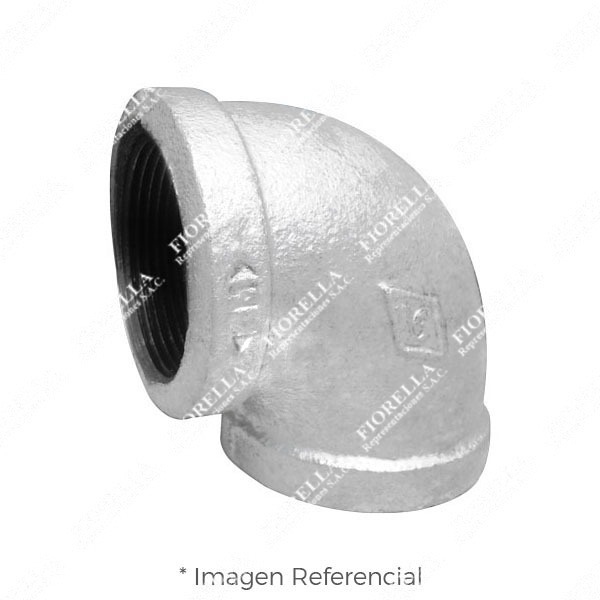 CODO (ELBOW) REFORZADO FIERRO MALEABLE GALVANIZADO A197 X 90 CLASE 150 ROSCA NPT (B1.20.1) CERTIFICACION UL/FM MOD. 90 MECH (JINAN MEIDE)