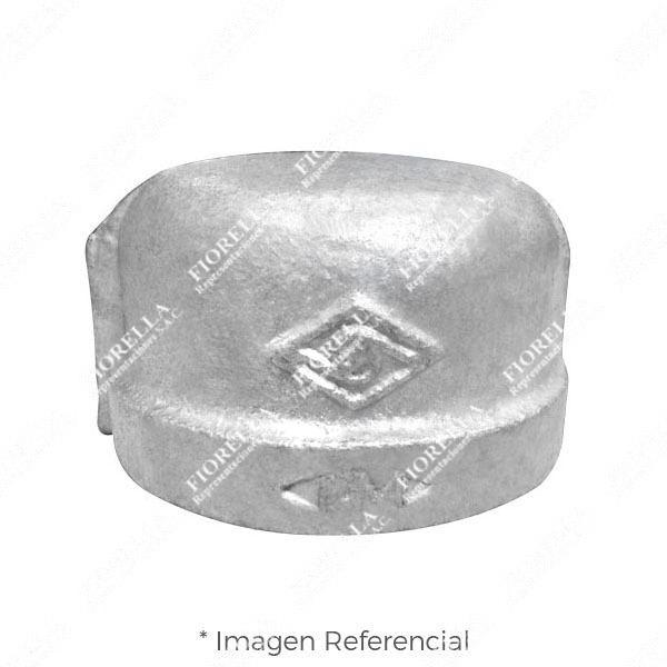 TAPON HEMBRA (CAP) REFORZADO FIERRO MALEABLE GALVANIZADO A197 CLASE 150 ROSCA NPT (B1.20.1) CERTIFICACION UL/FM MOD. 300 MECH (JINAN MEIDE)