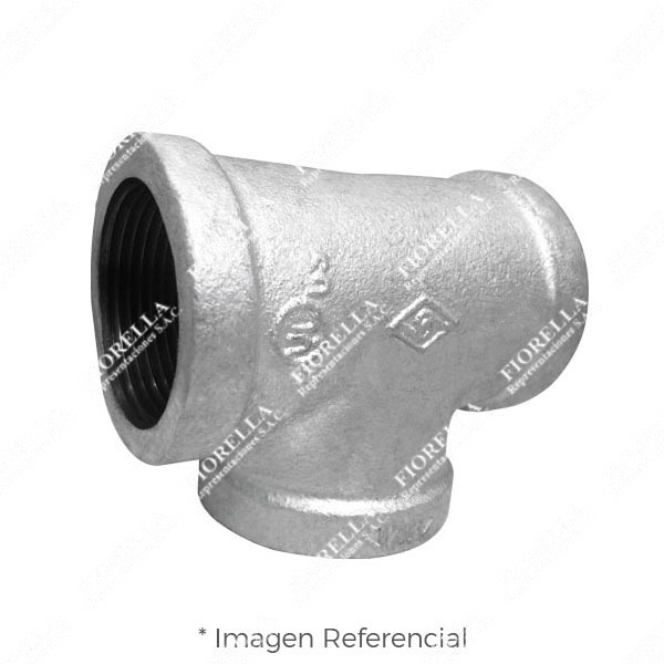 TEE ESTANDAR (TEE EQUAL) REFORZADO FIERRO MALEABLE GALVANIZADO A197 CLASE 150 ROSCA NPT (B1.20.1) CERTIFICACION UL/FM MOD. 130 MECH (JINAN MEIDE)