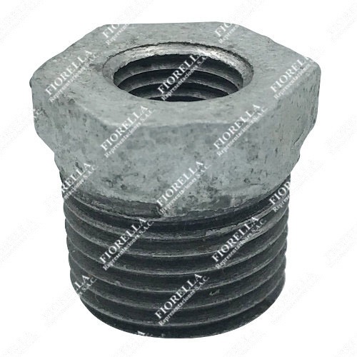 BUSHING HEXAGONAL (OUTSIDE HEX BUSHING) FIERRO MALEABLE GALVANIZADO ASTM A197 CLASE 150/300 ROSCA NPT UL/FM