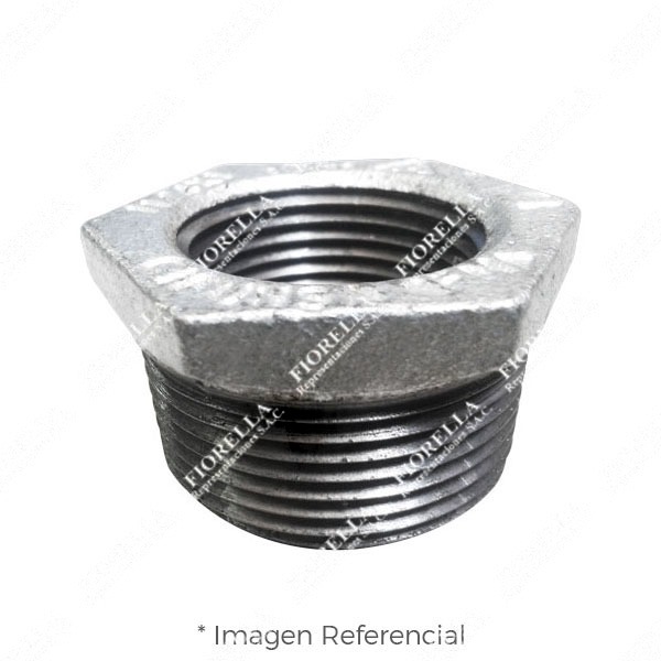 BUSHING CABEZA HEXAGONAL MACHO/HEMBRA (OUTSIDE HEX BUSHING) FIERRO MALEABLE GALVANIZADO A197 CLASE 150/300 ROSCA NPT CERTIFICACION UL/FM CIFUNSA