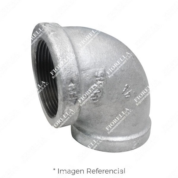 CODO (ELBOW) REFORZADO FIERRO MALEABLE GALVANIZADO A197 X 90 CLASE 150 ROSCA NPT (B1.20.1) CERTIFICACION UL/FM CIFUNSA