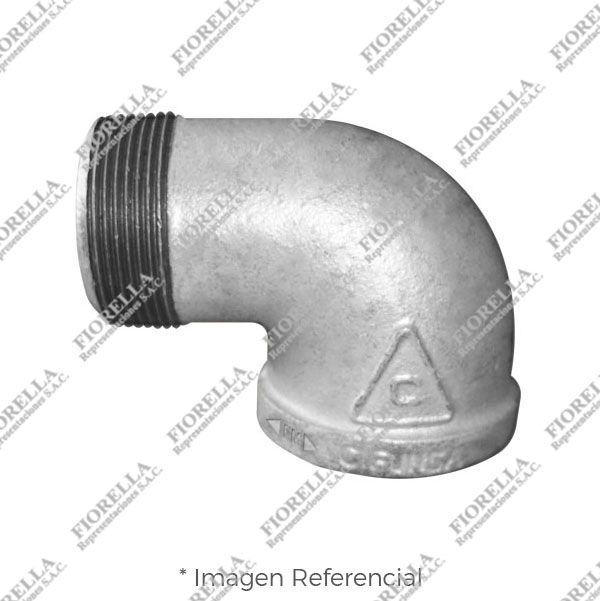 CODO TIPO CALLE/STREET/CACHIMBO (ELBOW STREET) REFORZADO FIERRO MALEABLE GALVANIZADO A197 X 90 CLASE 150 ROSCA NPT (B1.20.1) CERTIFICACION UL/FM CIFUNSA