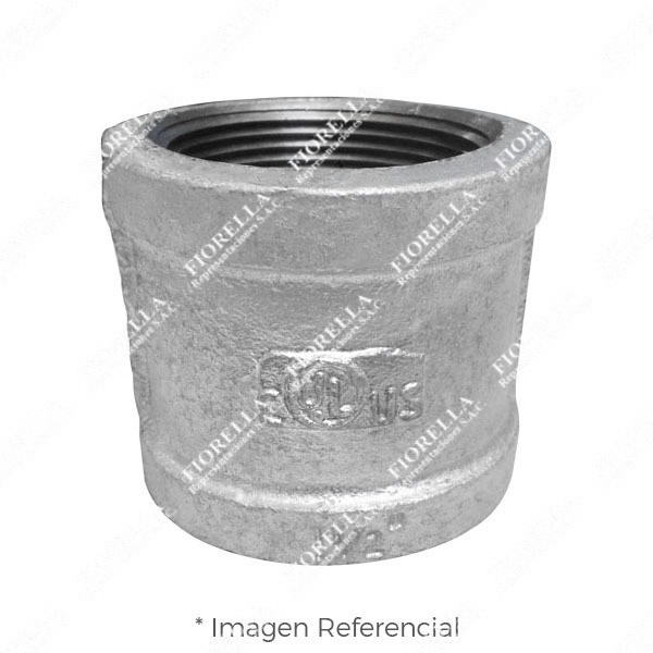 UNION SIMPLE O COPLA (COUPLING) REFORZADO FIERRO MALEABLE GALVANIZADO A197 CLASE 150 ROSCA NPT (B1.20.1) CERTIFICACION UL/FM CIFUNSA