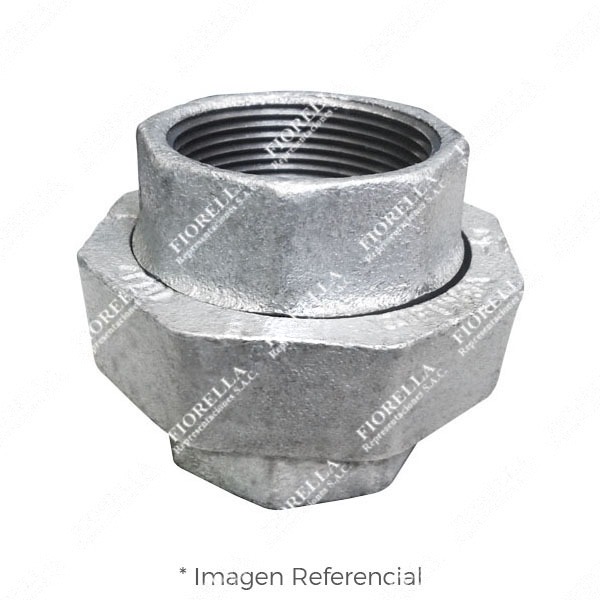 UNION UNIVERSAL O TUERCA UNION (UNION WITH BRASS SEAT) CON ASIENTO DE LATON DE FIERRO MALEABLE GALVANIZADO A197 CLASE 150 C/ROSCA NPT (B1.20.1) CERTIFICACION UL/FM CIFUNSA
