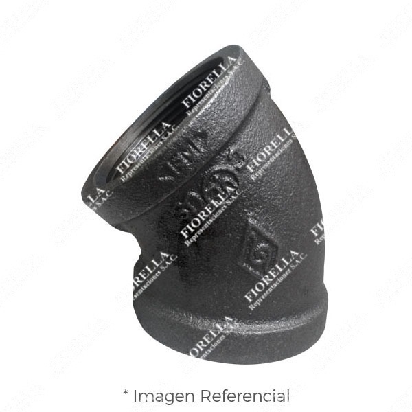 CODO (ELBOW) REFORZADO FIERRO MALEABLE NEGRO A197 X 45 CLASE 150 ROSCA NPT (B1.20.1) CERTIFICACION UL/FM MOD. 120 MECH (JINAN MEIDE)