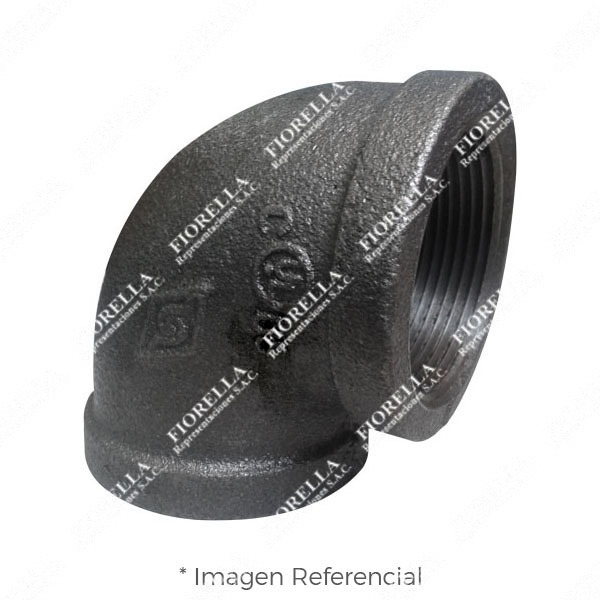 CODO (ELBOW) REFORZADO FIERRO MALEABLE NEGRO A197 X 90 CLASE 150 ROSCA NPT (B1.20.1) CERTIFICACION UL/FM MOD. 90 MECH (JINAN MEIDE)