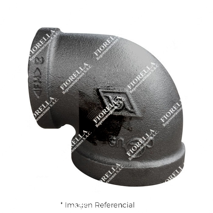 CODO REDUCTOR (REDUCING ELBOW) REFORZADO FIERRO MALEABLE NEGRO A197 X 90 CLASE 150 X 90 ROSCA NPT (B1.20.1) CERTIFICACION UL/FM MODELO 90R MECH (JINAN MEIDE)