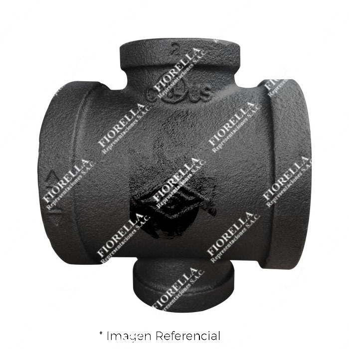 CRUZ REDUCTORA EN DOS EXTREMOS (REDUCING CROSS) CON REFUERZO FIERRO MALEABLE NEGRO A197 CLASE 150 ROSCA NPT (B1.20.1) CERTIFICACION UL/FM MOD. 180R MECH (JINAN MEIDE)