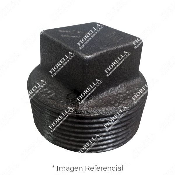 TAPON MACHO CABEZA CUADRADA (CORED PLUG) FIERRO MALEABLE NEGRO A197 CLASE 150/300 ROSCA NPT (B1.20.1) CERTIFICACION UL/FM MOD. 291 MECH (JINAN MEIDE)