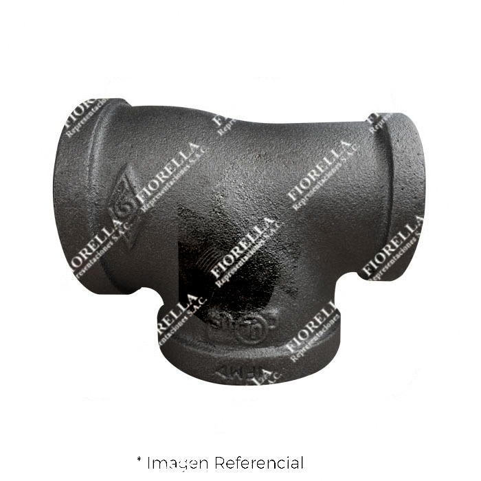 TEE REDUCTORA (REDUCING TEE ) REFORZADO FIERRO MALEABLE NEGRO A197 CLASE 150 ROSCA NPT (B1.20.1) CERTIFICACION UL/FM MOD.130R MECH (JINAN MEIDE)