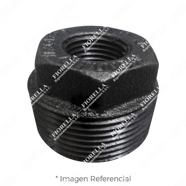 BUSHING CABEZA HEXAGONAL MACHO/HEMBRA (OUTSIDE HEX BUSHING) FIERRO MALEABLE NEGRO A197 CLASE 150/300 ROSCA NPT CERTIFICACION UL/FM CIFUNSA