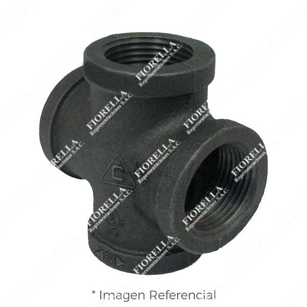 CRUZ ESTANDAR (CROSS EQUAL) CON REFUERZO FIERRO MALEABLE NEGRO A197 CLASE 150 ROSCA NPT (B1.20.1) CERTIFICACION UL/FM CIFUNSA