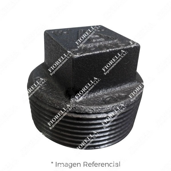 TAPON MACHO CABEZA CUADRADA (CORED PLUG) FIERRO MALEABLE NEGRO A197 CLASE 150/300 ROSCA NPT (B1.20.1) CERTIFICACION UL/FM CIFUNSA