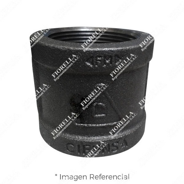 UNION SIMPLE O COPLA (COUPLING) REFORZADO FIERRO MALEABLE NEGRO A197 CLASE 150 ROSCA NPT (B1.20.1) CERTIFICACION UL/FM CIFUNSA