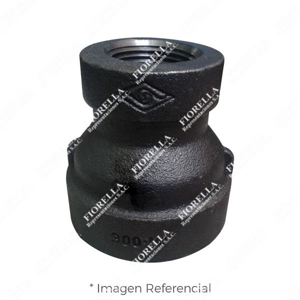REDUCCION CAMPANA (REDUCING COUPLING) REFORZADO FIERRO MALEABLE NEGRO A197 CLASE 300 ROSCA NPT (B1.20.1) MOD. 240 MECH (JINAN MEIDE)