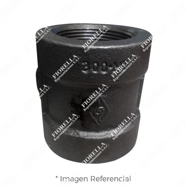 UNION SIMPLE O COPLA (COUPLING) REFORZADO FIERRO MALEABLE NEGRO A197 CLASE 300 ROSCA NPT (B1.20.1) MOD. 220 MECH (JINAN MEIDE)