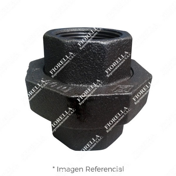 UNION UNIVERSAL O TUERCA UNION (UNION WITH BRASS SEAT) CON ASIENTO DE LATON DE FIERRO MALEABLE NEGRO A197 CLASE 300 C/ROSCA NPT (B1.20.1) MOD. 342 MECH (JINAN MEIDE)