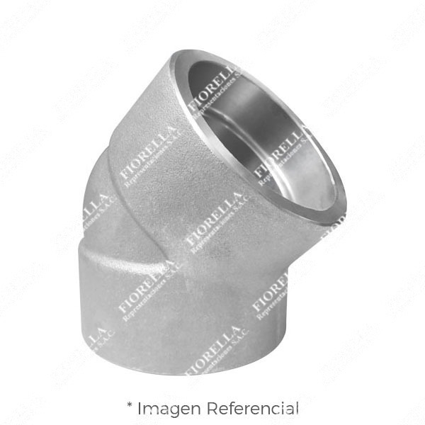CODO (ELBOW) 45° DE ACERO INOXIDABLE FORJADO ASTM A182 CALIDAD 304 CLASE 3000 EXTREMOS SOLDABLES (SOCKET WELD)