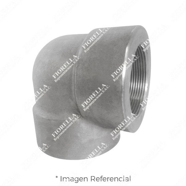 CODO (ELBOW) 90° DE ACERO INOXIDABLE FORJADO ASTM A182 CALIDAD 304 CLASE 3000 EXTREMOS ROSCADOS NPT