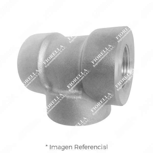 TEE (TEE EQUAL) DE ACERO INOXIDABLE FORJADO ASTM A182 CALIDAD 304 CLASE 3000 EXTREMOS ROSCADOS NPT