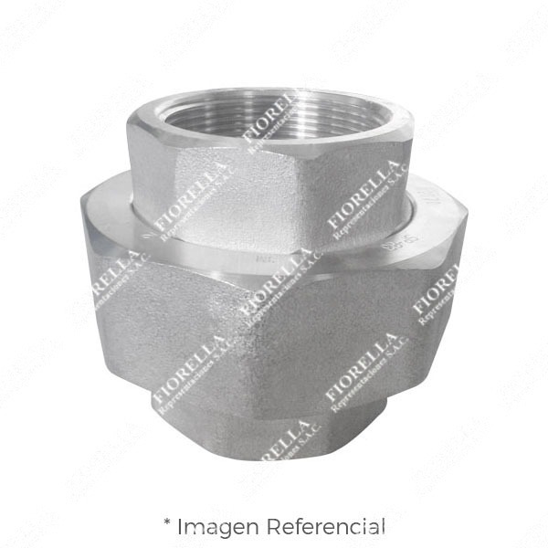 UNIÓN UNIVERSAL O TUERCA UNIÓN (UNION) DE ACERO INOXIDABLE FORJADO ASTM A182 CALIDAD 304 CLASE 3000 EXTREMOS ROSCADOS NPT