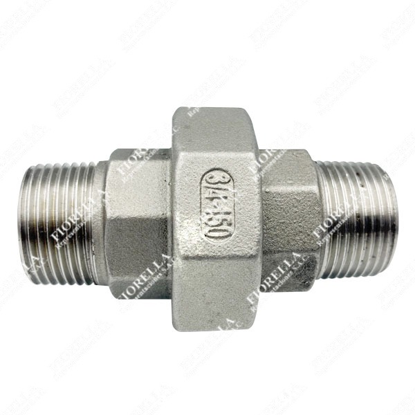 TUERCA UNION UNIVERSAL C-316 (CF8M) ASTM 351 CON ASIENTO TEFLÓN NPT MACHO / MACHO B1.20.1 CLASE 150 TIPO INDUSTRIAL MARCA HGA