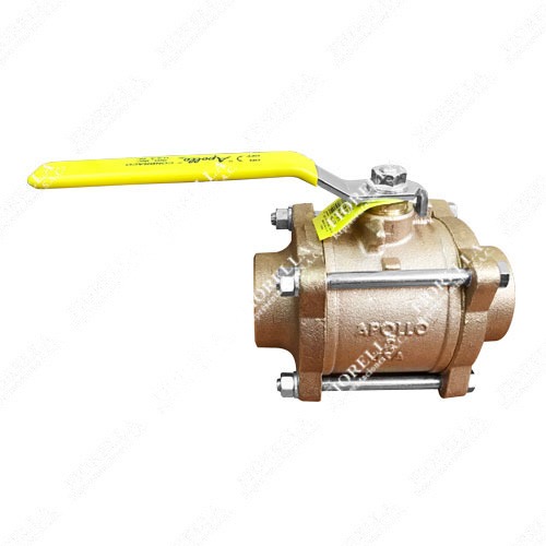 VÁLVULA ESFÉRICA BRONCE 3 PIEZAS 600 PSIG (CWP) SOLDABLE (SW) PARA OXÍGENO MEDICINAL MOD. 8220357