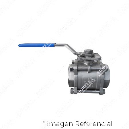 VÁLVULA ESFÉRICA INOXIDABLE CF8M (316) 3 PIEZAS PARA ACTUADOR MOD. 2025N