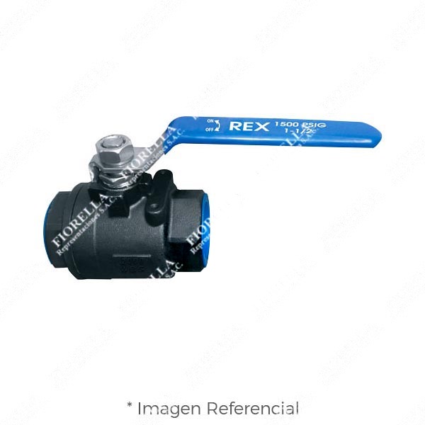 VÁLVULA ESFÉRICA O BOLA ACERO AL CARBONO ASTM A216 WCB 2 PIEZAS 2000 O 1500 WOG (PSIG) ASIENTO TEFLÓN (RPTFE) ROSCA NPT TIPO INDUSTRIAL REX