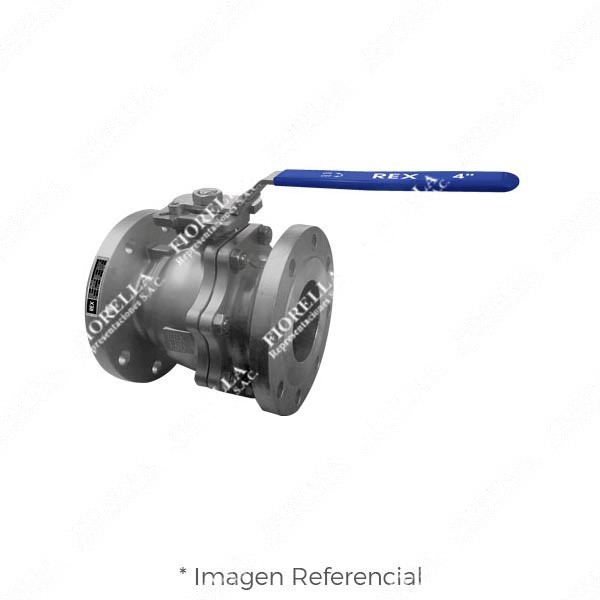 VÁLVULA ESFÉRICA O BOLA ACERO FUNDIDO ASTM A216 WCB 2 PIEZAS CLASE 150 ASIENTO TEFLÓN (RPTFE) BRIDADA ANSI B16.5 RF C/BASE PARA ACTUADOR ISO 5211 TIPO INDUSTRIAL REX