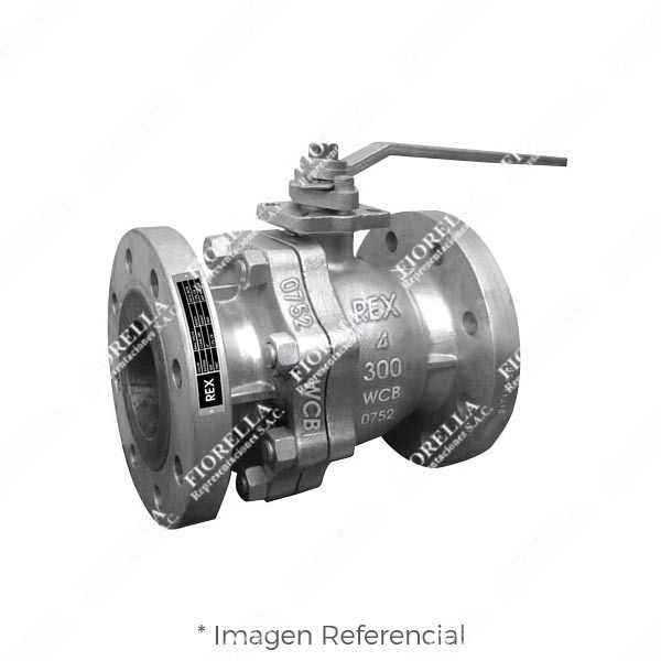 VÁLVULA ESFÉRICA O BOLA ACERO FUNDIDO ASTM A216 WCB 2 PIEZAS CLASE 300 ASIENTO TEFLÓN (RPTFE) BRIDADA ANSI B16.5 RF BASE PARA ACTUADOR ISO 5211 TIPO INDUSTRIAL REX