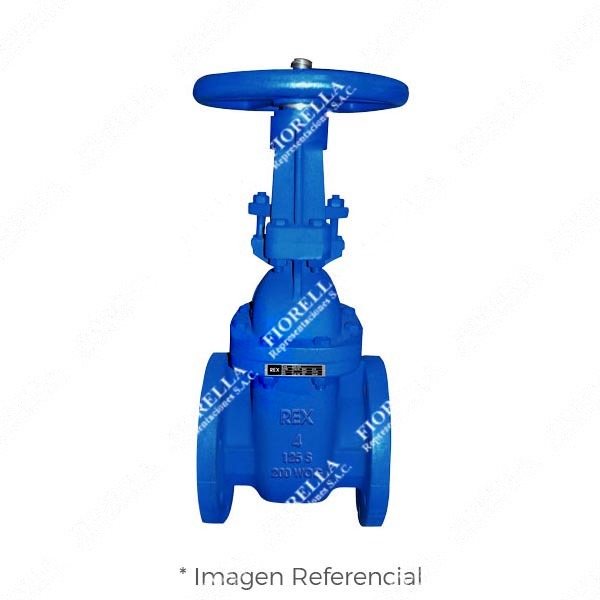 VÁLVULA COMPUERTA FIERRO FUNDIDO ASTM A126 CLASE 125 (200 WOG) VÁSTAGO ASCENDENTE (OS&Y) DISCO Y ANILLOS DE BRONCE BRIDADA ANSI 16.1 TIPO INDUSTRIAL REX