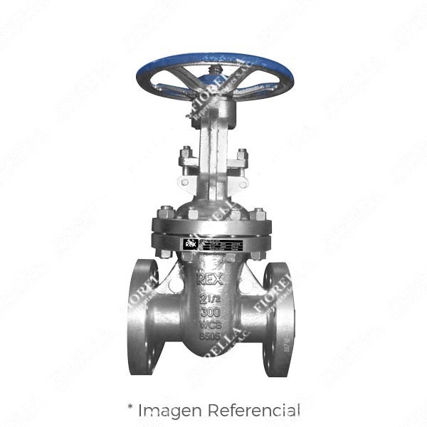 VÁLVULA COMPUERTA ACERO AL CARBONO ASTM A216 GRADO WCB ASIENTO 13& CR CLASE 300 VASTAGO ASCENDENTE A (OS&Y) BRIDADA ANSI B16.5 TIPO INDUSTRIAL REX