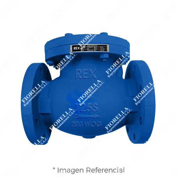 VÁLVULA CHECK SWING FIERRO FUNDIDO ASTM A126 CLASE 125 (200 WOG) DISCO Y ANILLO DE BRONCE BRIDADA ANSI 16.1 TIPO INDUSTRIAL REX