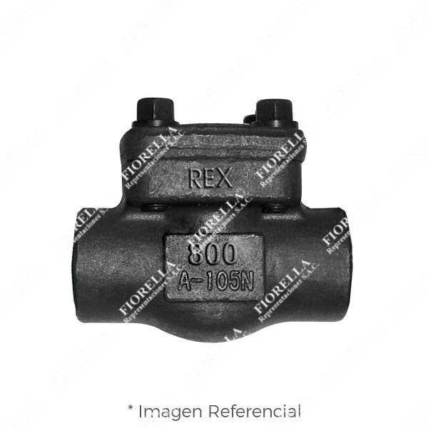 VÁLVULA CHECK PISTÓN ACERO FORJADO ASTM A105 ASIENTO 13% CR. CLASE 800 ROSCA NPT TIPO INDUSTRIAL REX