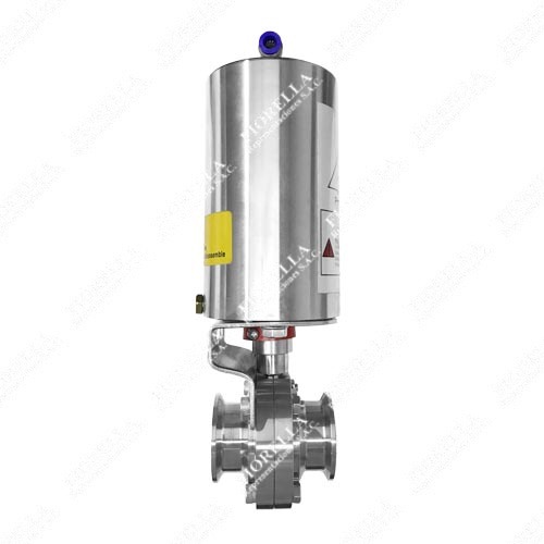 VÁLVULA MARIPOSA SANITARIA 304 CLAMP CON ACTUADOR SANITARIO SIMPLE EFECTO