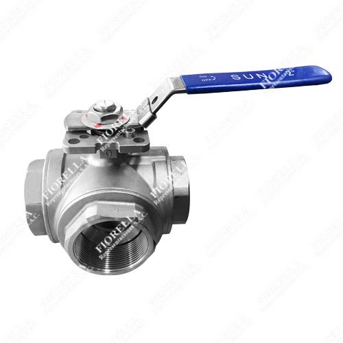 VÁLVULA ESFÉRICA O BOLA 3 VÍAS TIPO "T" INOXIDABLE 304 (CF8) A/TEFLON MONTAJE ACTUADOR ISO 5211 1000 WOG PASO TOTAL ROSCA NPT TIPO INDUSTRIAL SUN