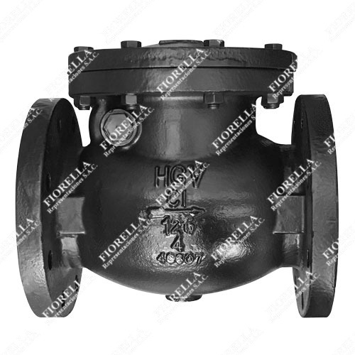 VÁLVULA CHECK SWING FIERRO FUNDIDO ASTM A126 ASIENTO BRONCE CLASE 125 200 PSI WOG BRIDADA B16.1 CARA PLANA TIPO INDUSTRIAL HGV