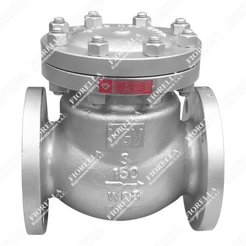 VÁLVULA CHECK SWING ACERO AL CARBONO ASTM A216 WCB CON ANILLO 13% CR. API 594 TRIM 8 CLASE 150 BRIDADA ANSI B16.5 RF TIPO INDUSTRIAL HGV