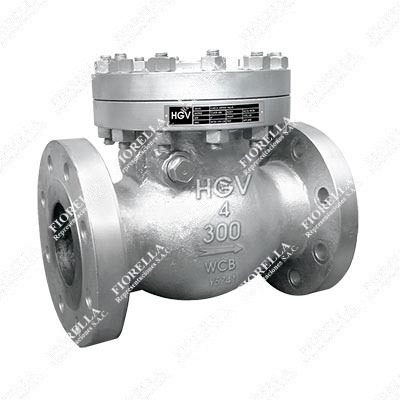 VÁLVULA CHECK SWING ACERO AL CARBONO ASTM A216 WCB CON ANILLO 13% CR. API 594 V/SS410 CLASE 300 BRIDADA ANSI B16.5 RF TIPO COMERCIAL HGV